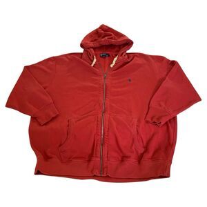 VTG Polo Ralph Lauren Hoodie Jacket Men 3XB‎ Red Thermal Hood Full Zip Pony Logo